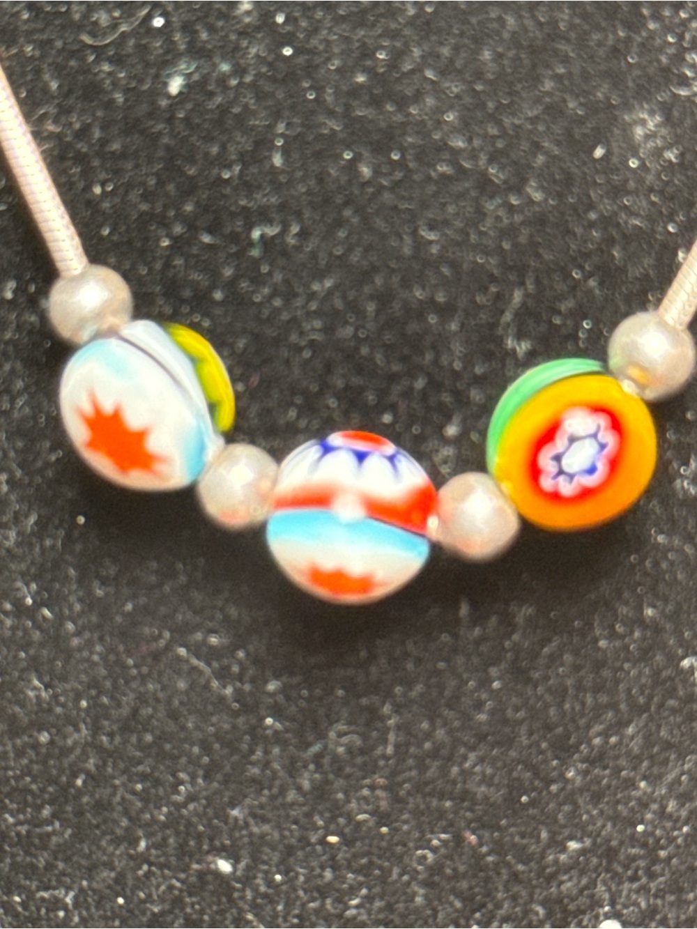 Colorful Bead Silver Necklace